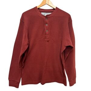 Old Navy Mens‎ Long Sleeve Waffle Knit Henley LG Burgundy Outdoors Layers Winter